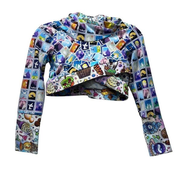 Girls Stamp Disney Parks Theme Crop Long Sleeve Hoodie Size 6T - Picture 2 of 5